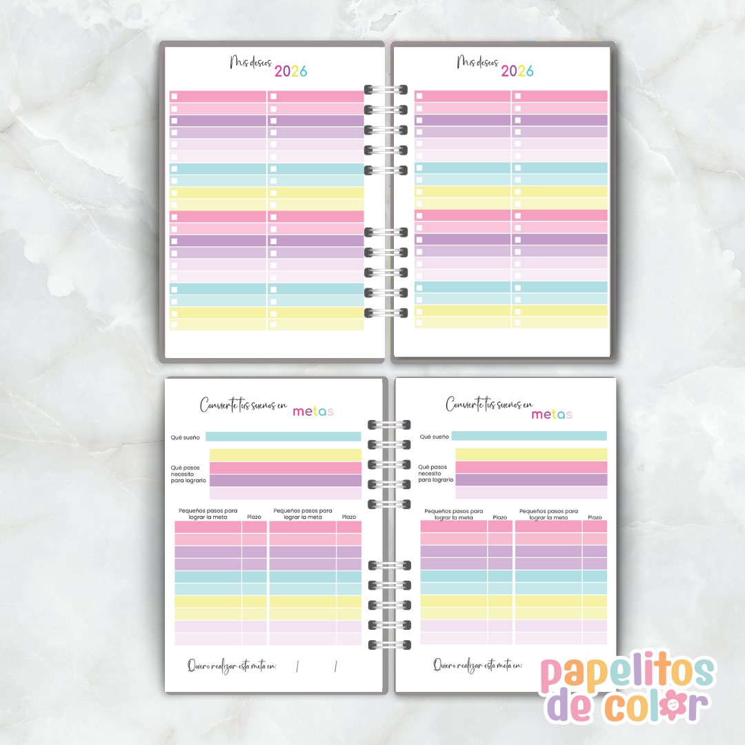 Agenda Semanal Colores 2026 🌈