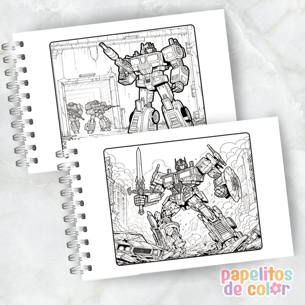 🤖🎶 Libro para pintar Transformers ⚡🎨