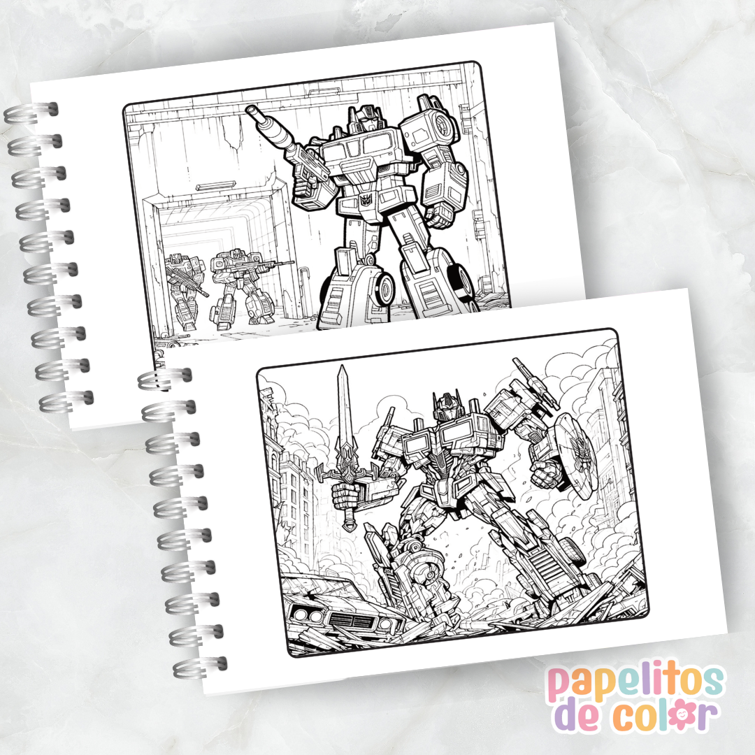 🤖🎶 Libro para pintar Transformers ⚡🎨