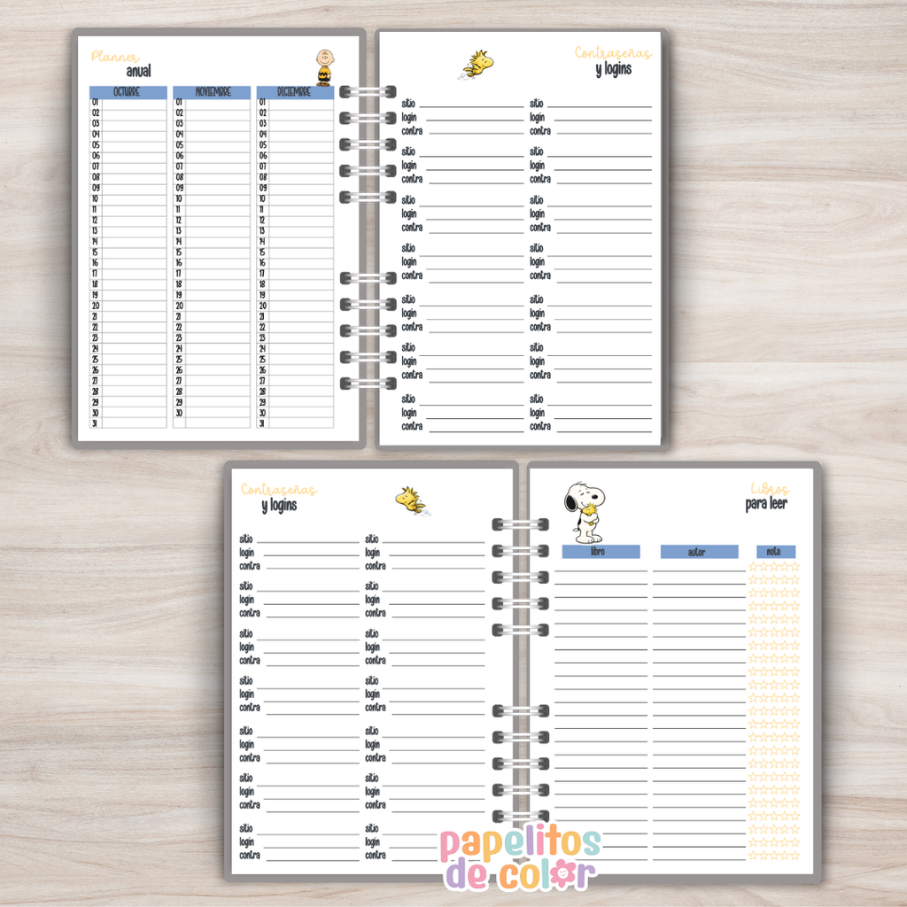 🐶✨ Agenda Snoopy - Semanal 2027  🤍