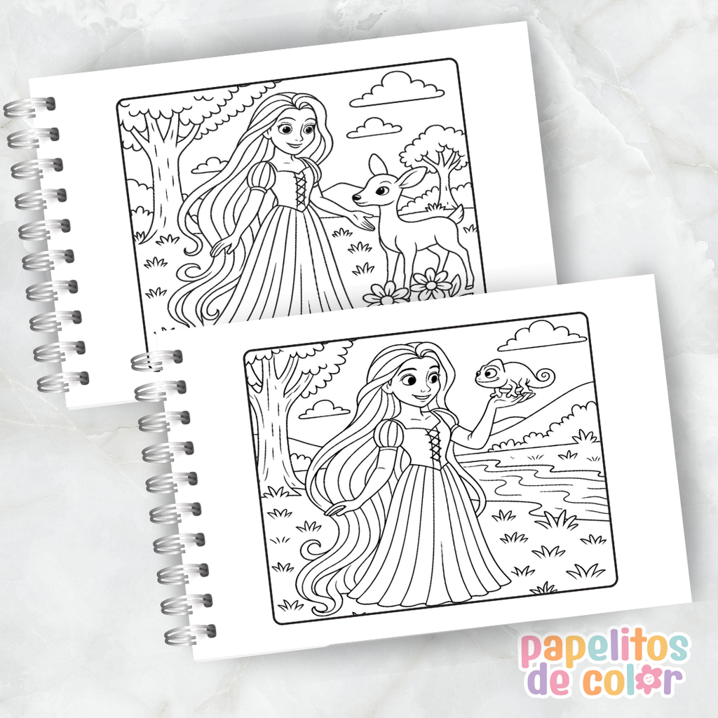 💜🌸 Libro para pintar Rapunzel 🌸💜