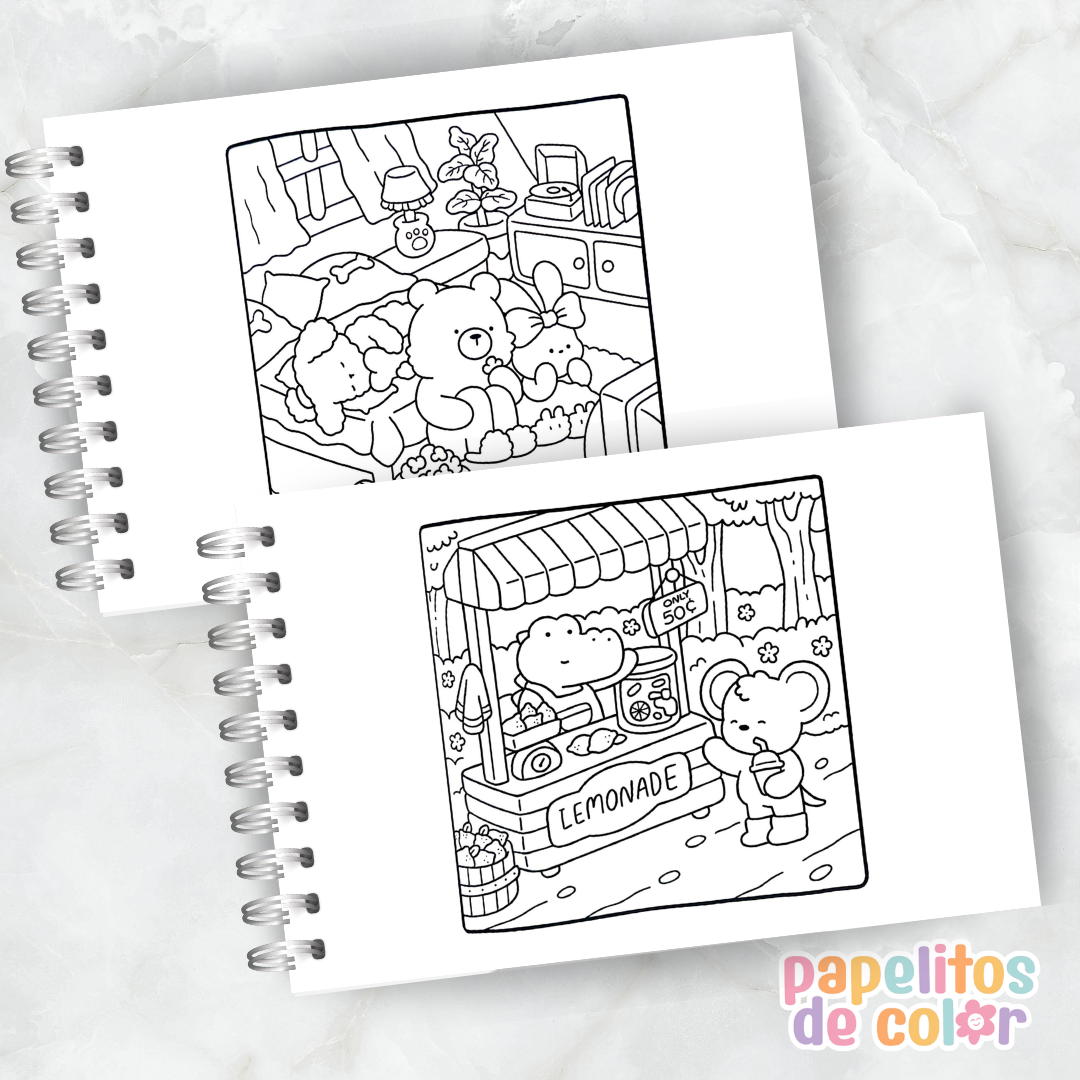 🤎🎨Libro para pintar Cozy Friends 🧸🐾✨