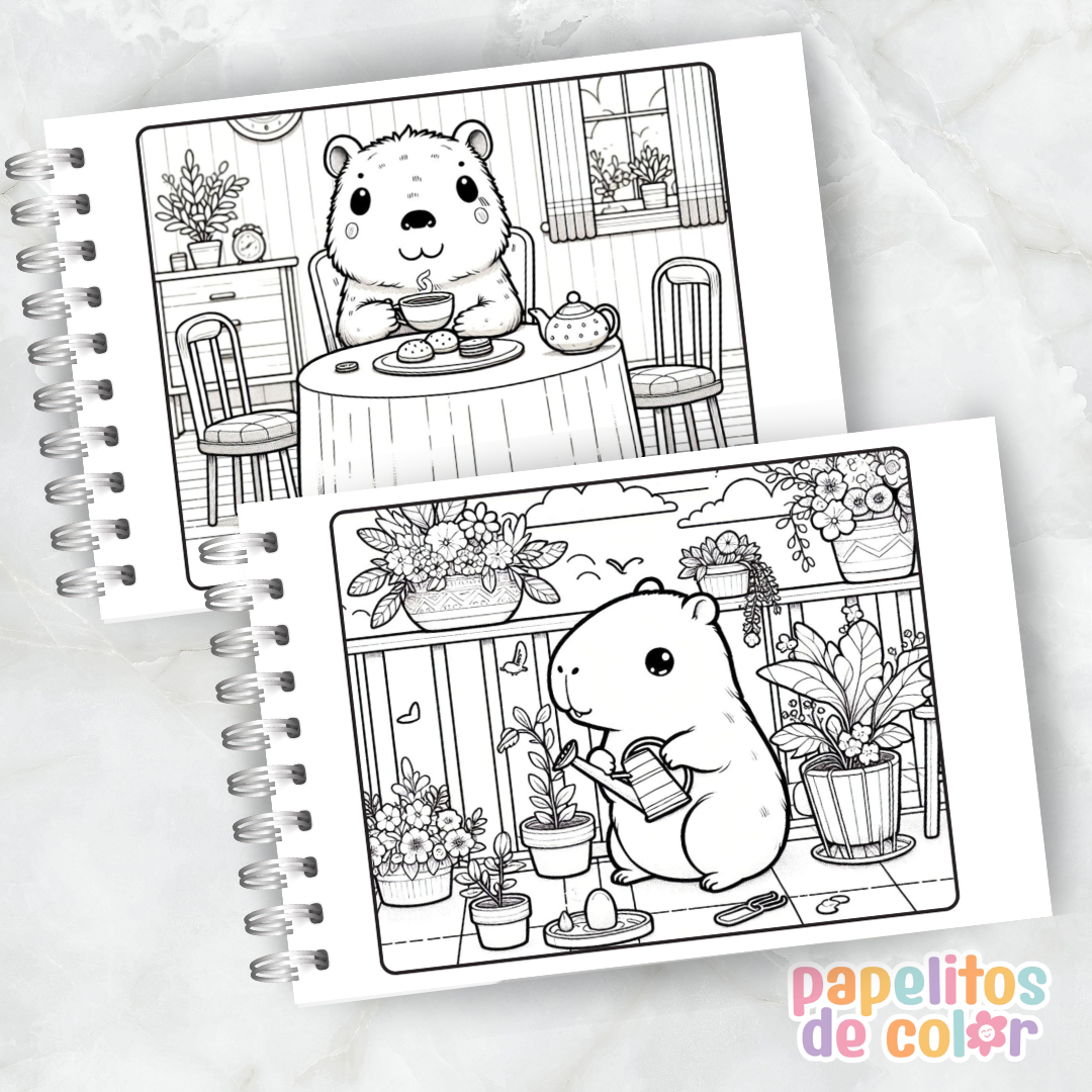 🦫 Libro para Pintar Capibaras Vol. 2  🎨✨