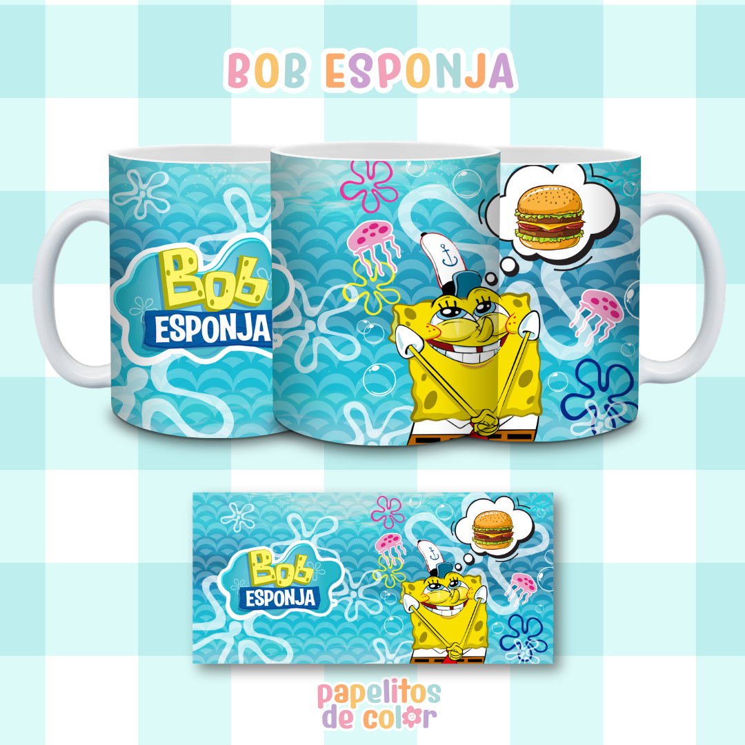 ☕🍍 Diseños para Tazas Bob Esponja ✨🫧