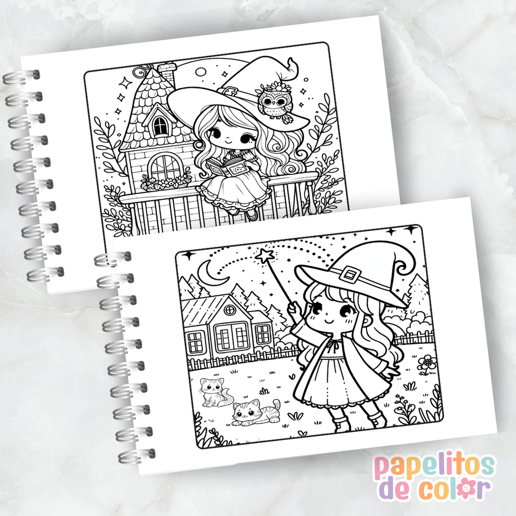 🎨 Libro para Pintar de Brujitas 🧙‍♀️✨