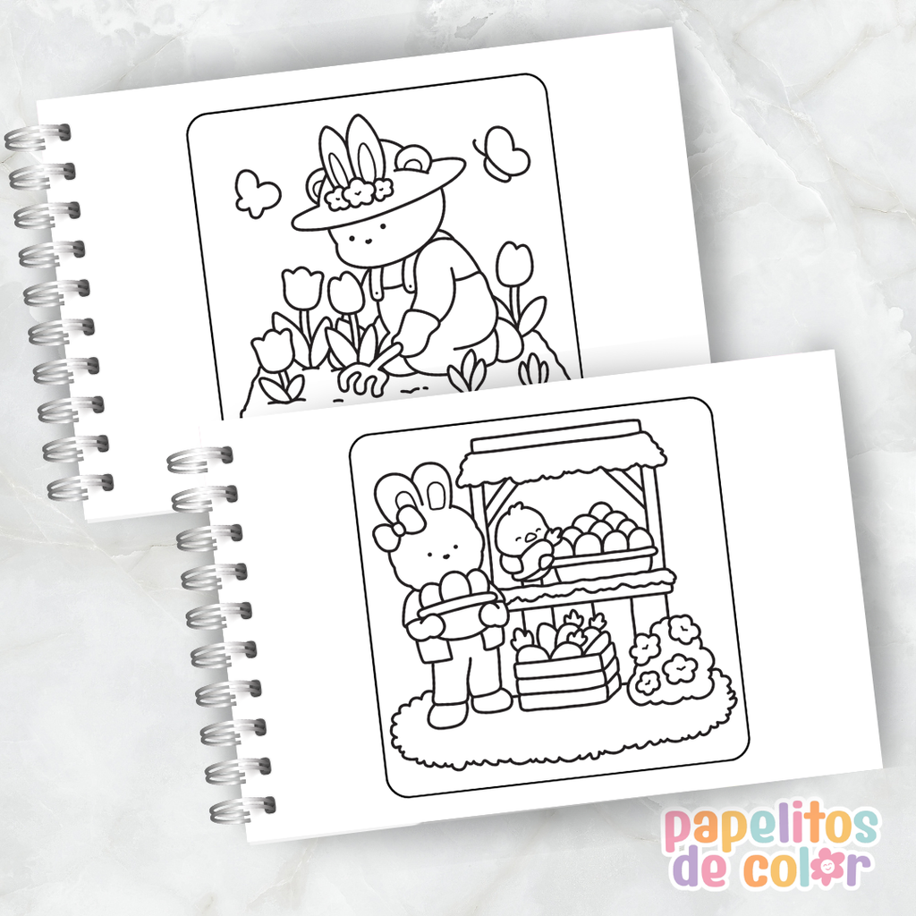 🐰🌸 Libro para Pintar Hoppy Corner 🎨💖