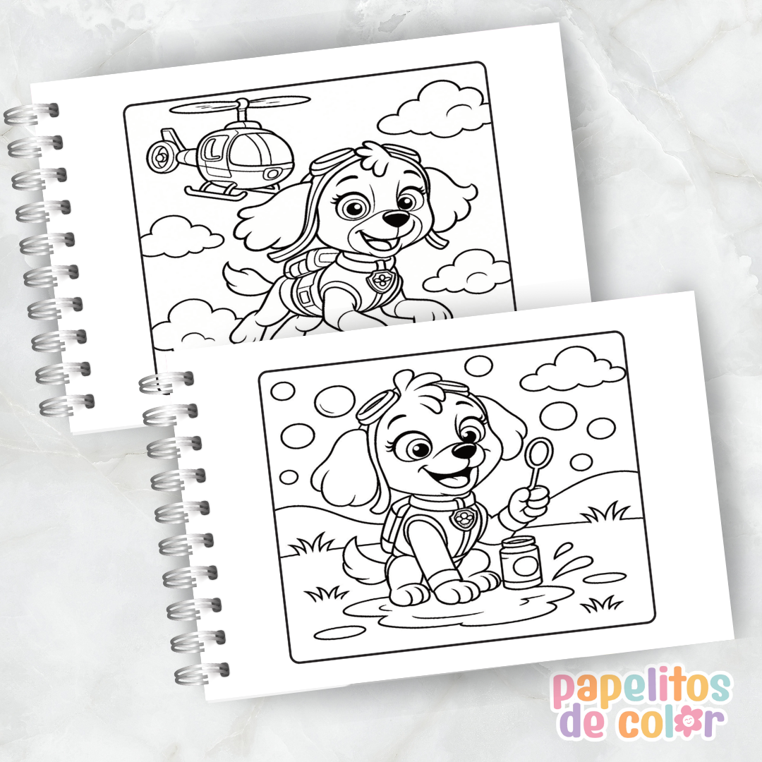 🐾🎶 Libro para pintar Skye (Paw Patrol) 💖🎨