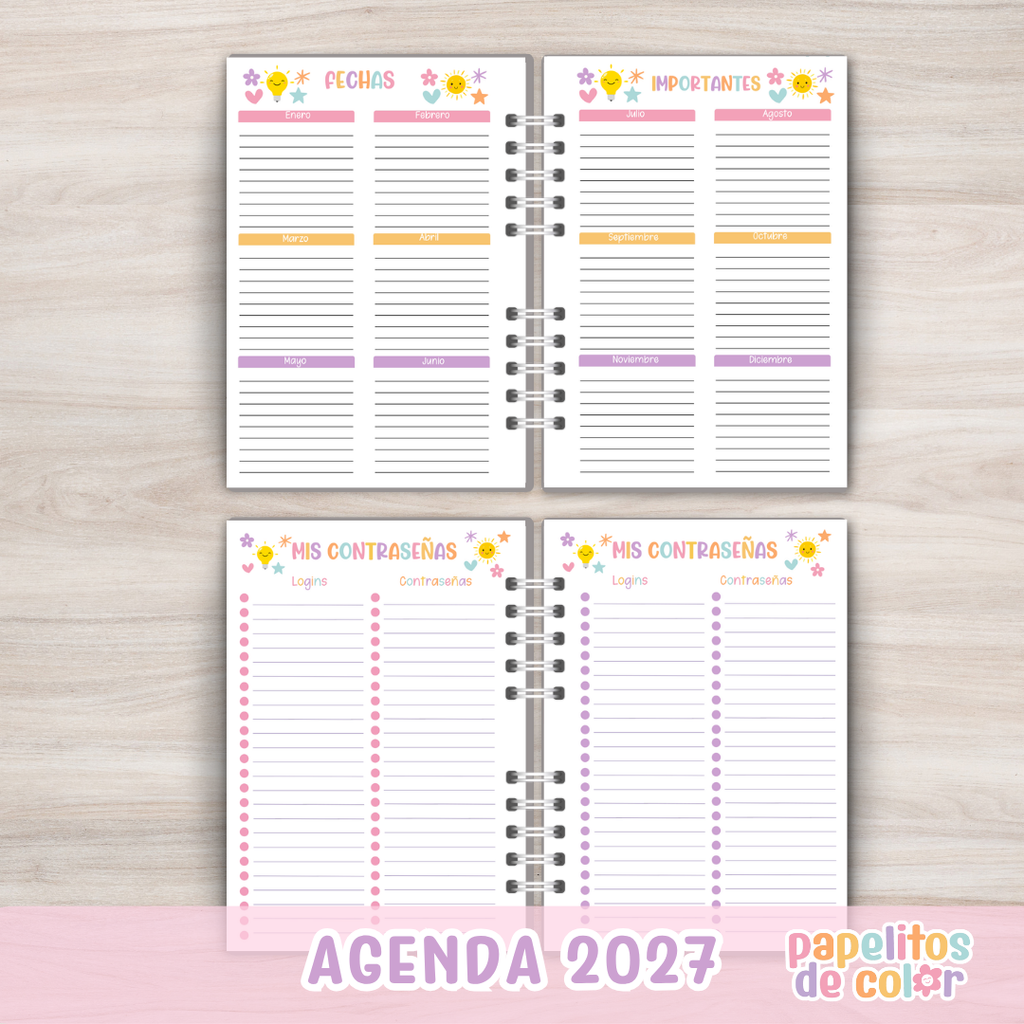 🩷Agenda Papelitos 2027 - Semanal⭐
