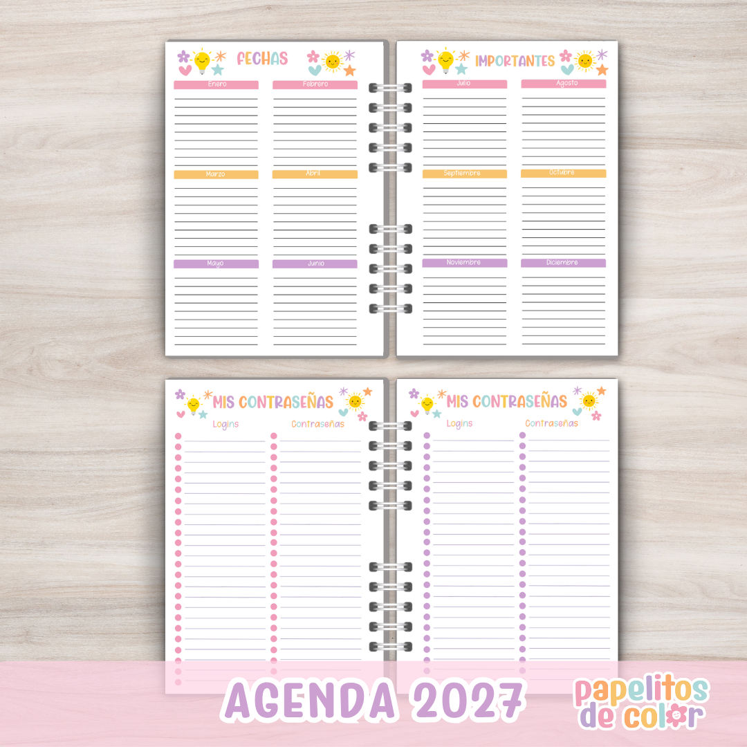 🩷Agenda Papelitos 2027 - Semanal⭐
