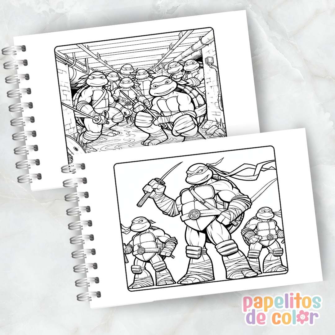 🐢🥷 Cuaderno para pintar Tortugas Ninja 🥷🐢