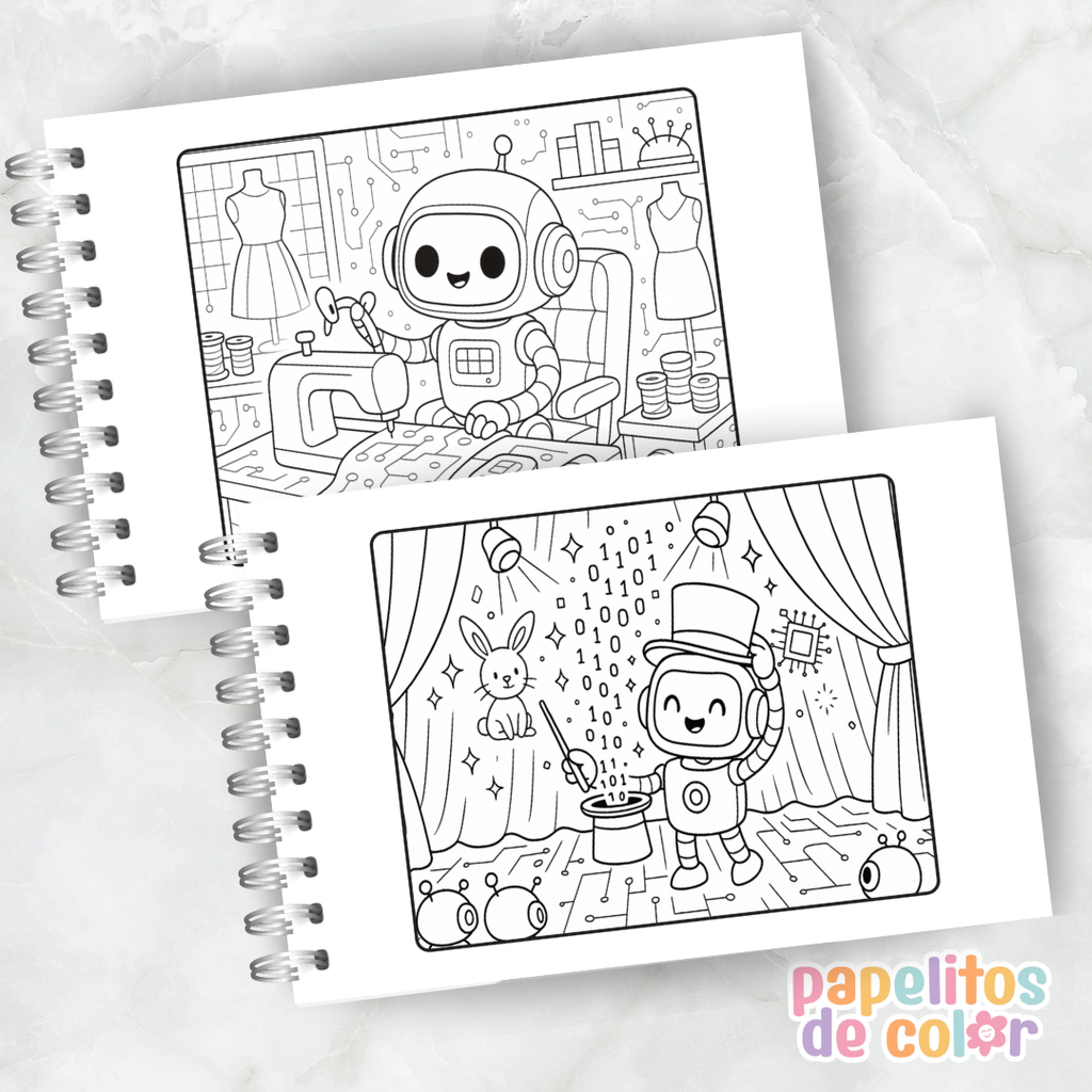 🤖🎶 Libro para pintar Robots ⚙️🎨