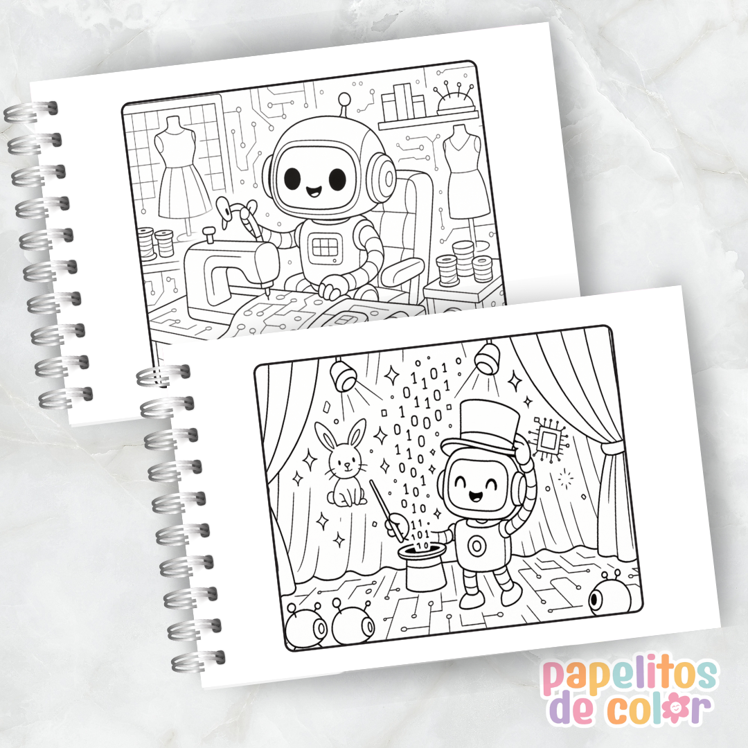 🤖🎶 Libro para pintar Robots ⚙️🎨