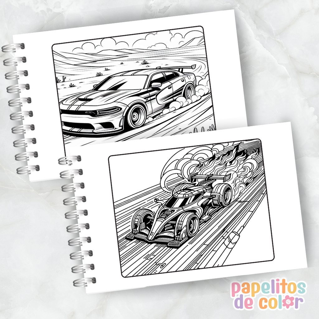 🏎️🔥 Cuaderno para pintar Hot Wheels 🔥🏎️