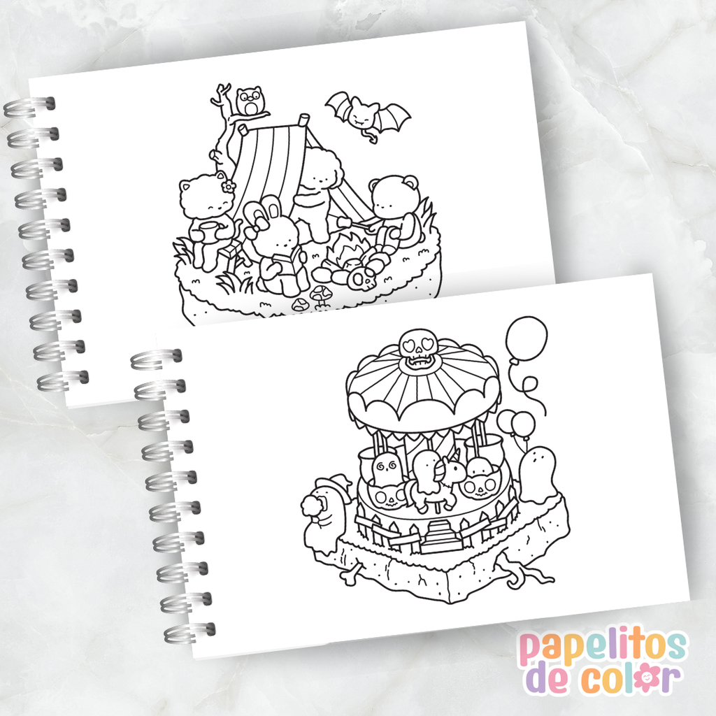 🎃🖍️Libro para pintar Spooky Corner 👻🕸️✨