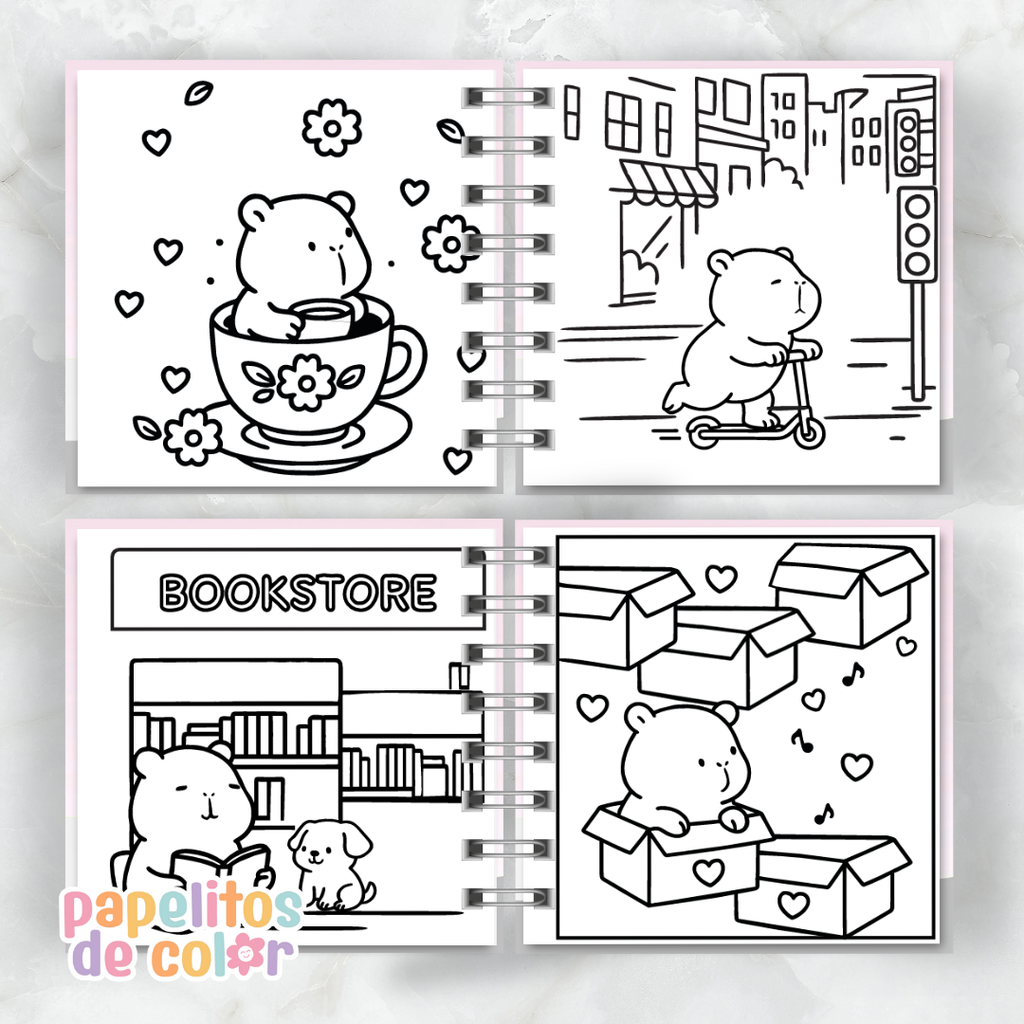 🎨 Libro para Pintar Capibaras (100 Hojas)