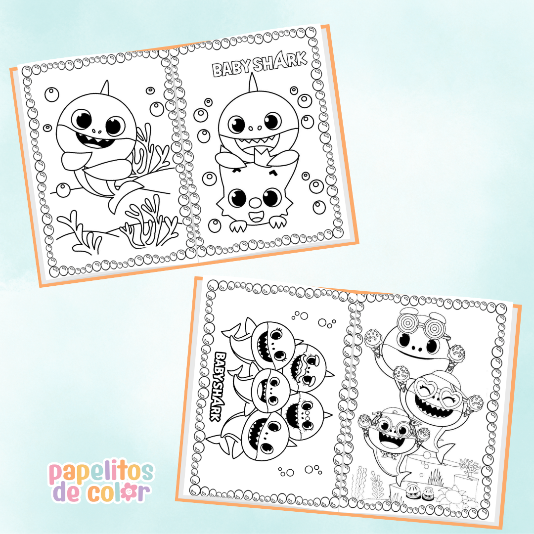 🎨 Libritos para Colorear A6 – Baby Shark (Abrochados)