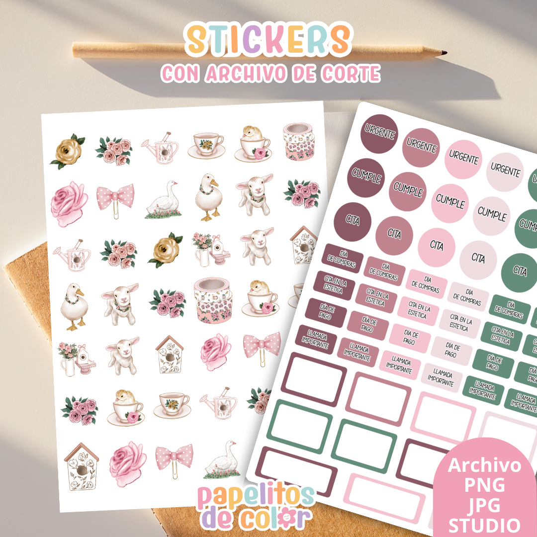 Stickers Kit 1 – 6 Planchas + Archivo de Corte ✨💖