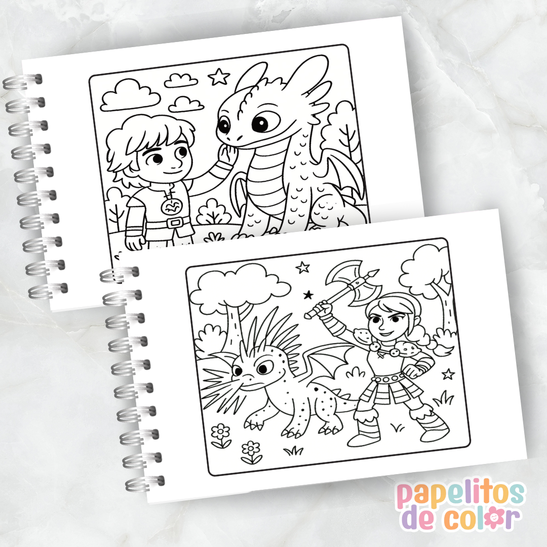 🐉 Libro para pintar Cómo entrenar a tu dragón 🐉