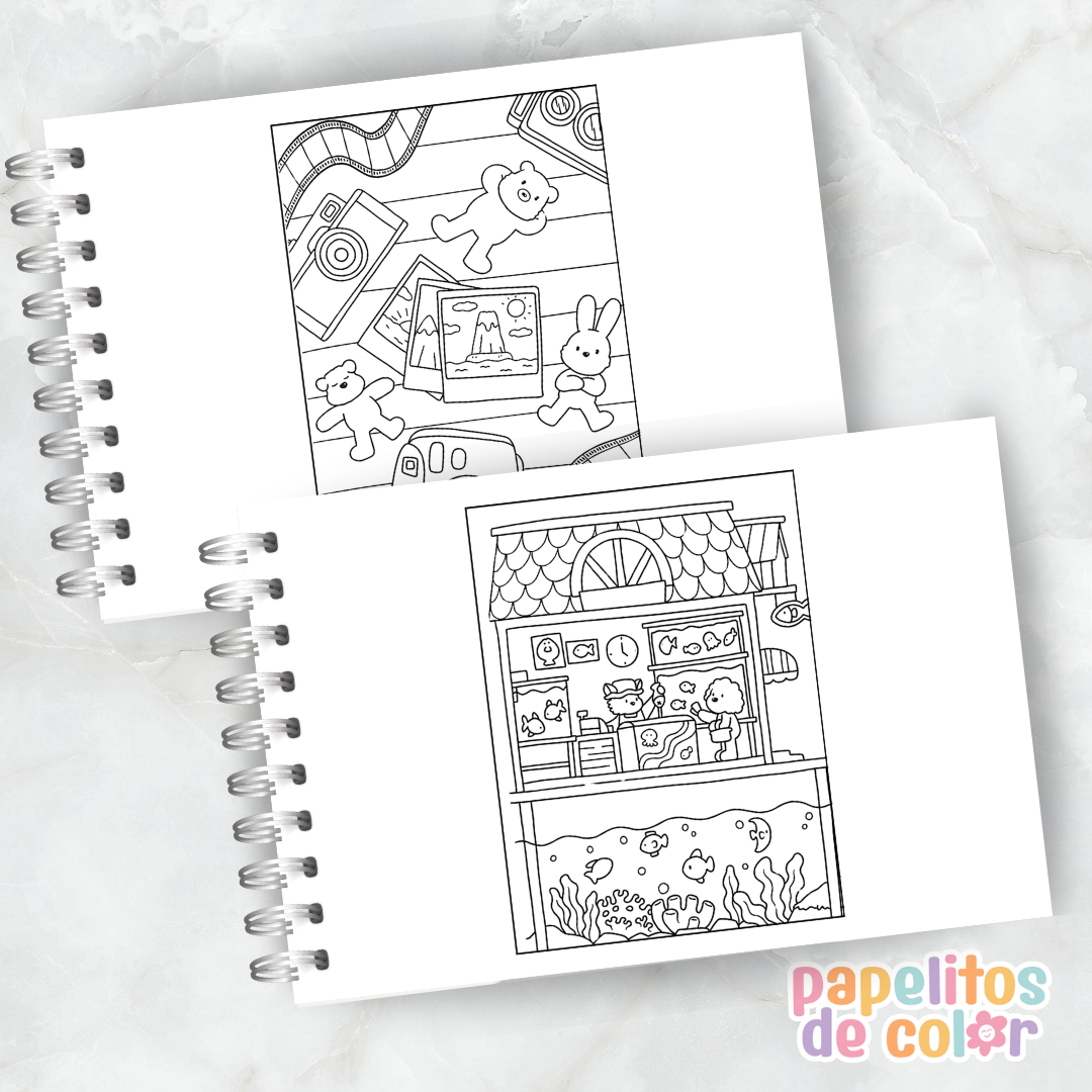 🏡☁️ Libro para Pintar Cozy Spaces ✨🎨