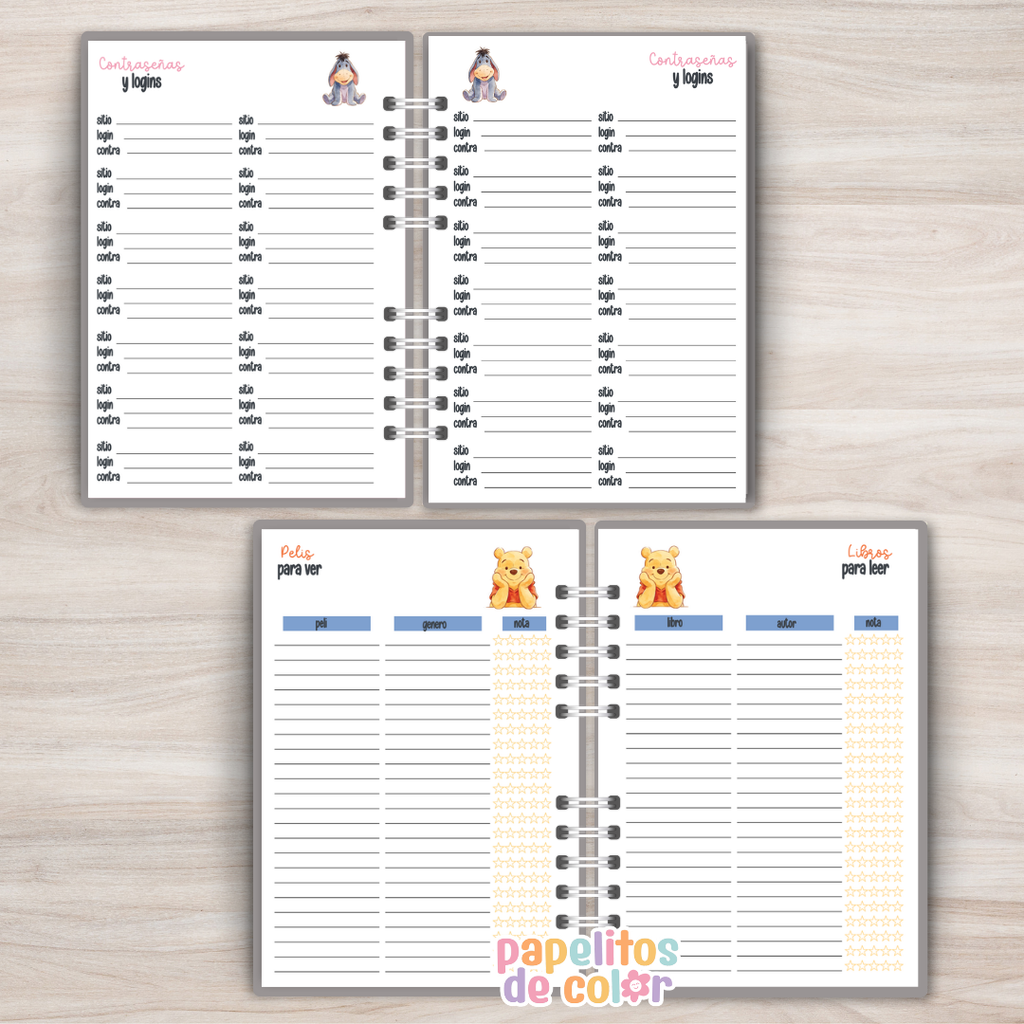 🧸✨ Agenda Pooh - 2 Días por Hoja📖💛