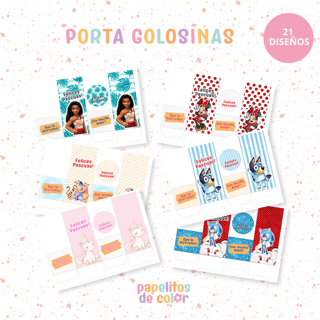 🐰🍫 Portagolosinas – 21 Diseños🥚🎁Pascuas