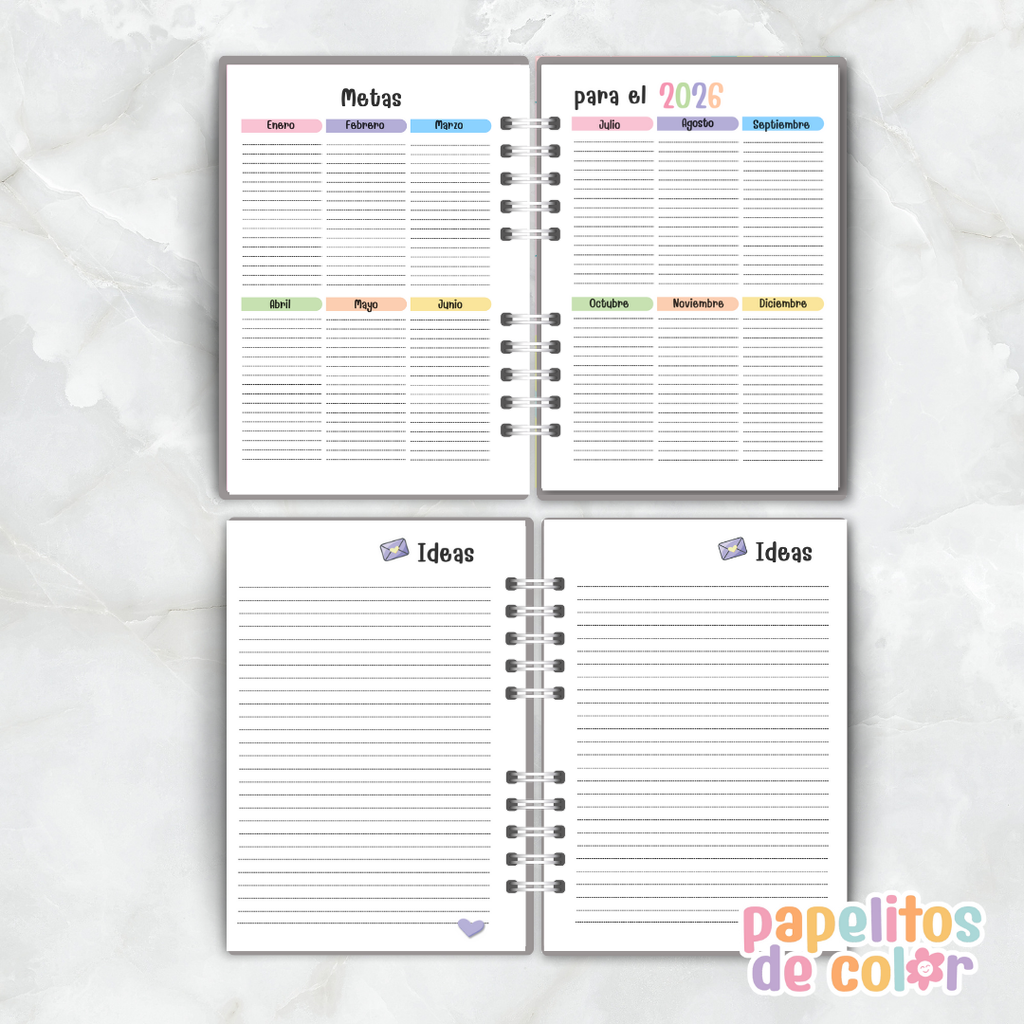 Agenda Uau 2026 – 2 Días por Hoja 🌸📔✨