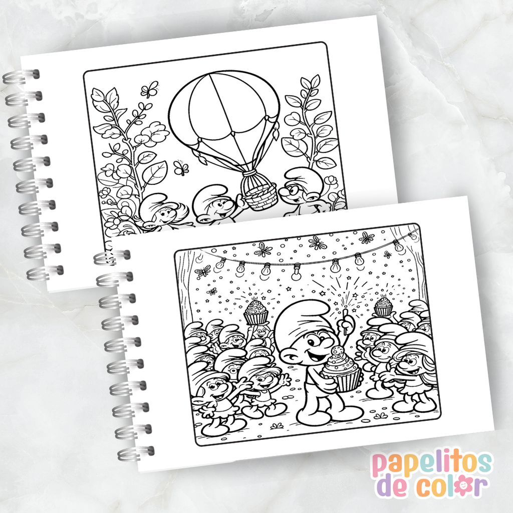 🎨 Libro para Pintar de Los Pitufos 💙🍄✨