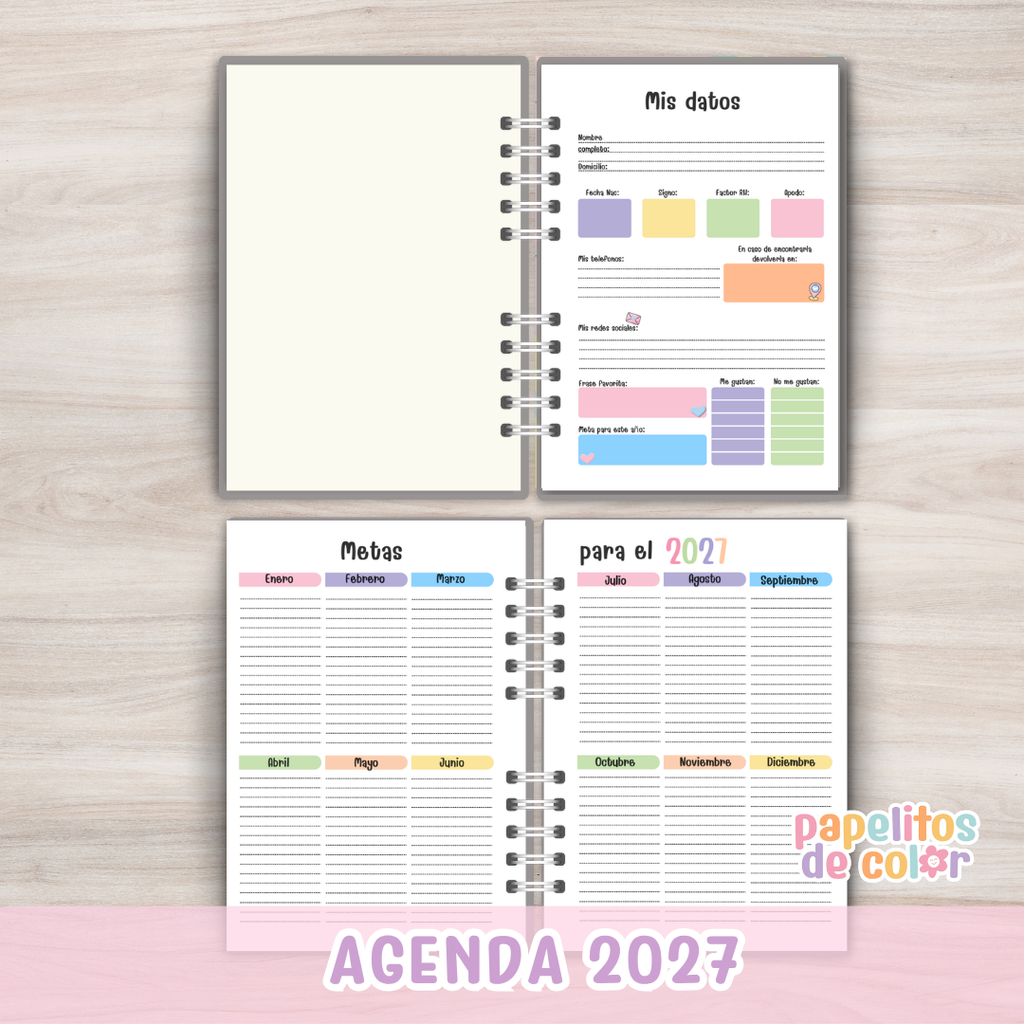 🌈 Agenda UAU 2 Días por Hoja 2027 🌈