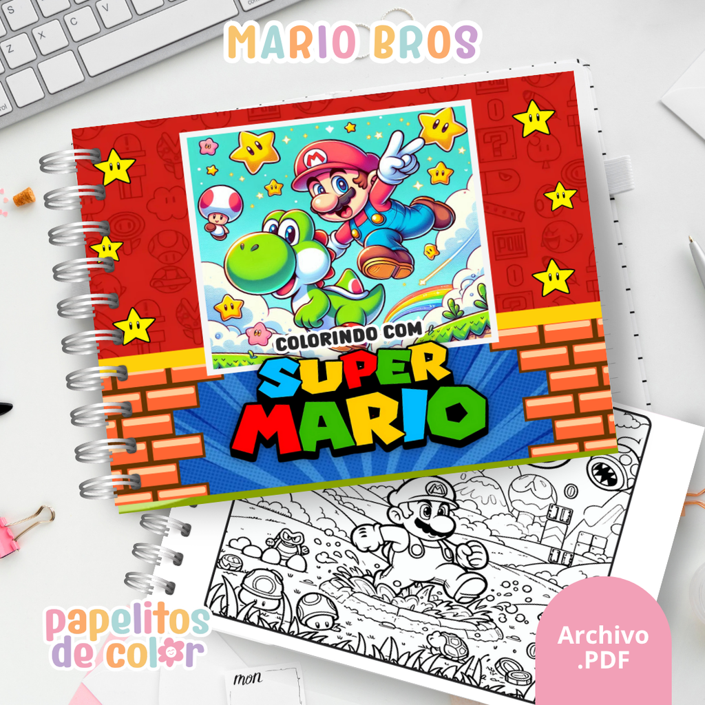 🍄 Libro para Pintar Mario Bros  🎮✨
