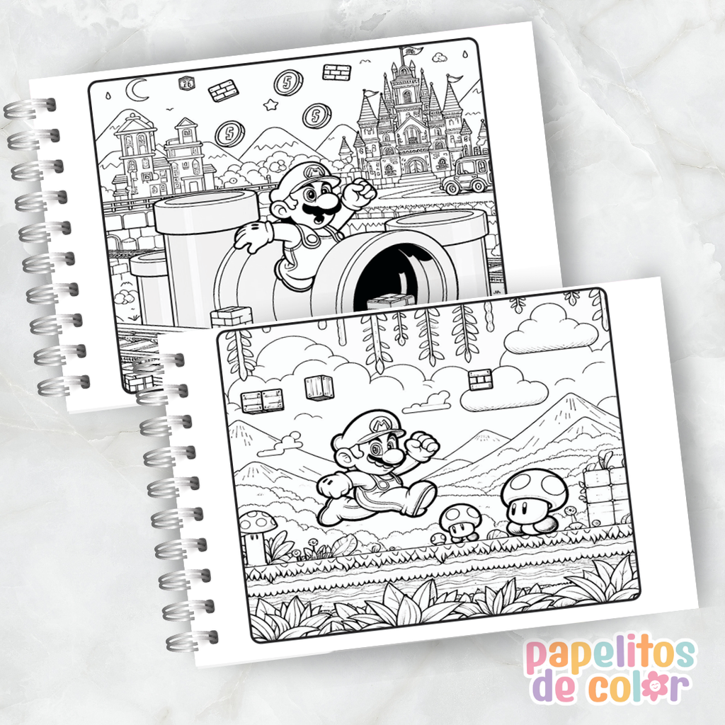 🍄 Libro para Pintar Mario Bros  🎮✨