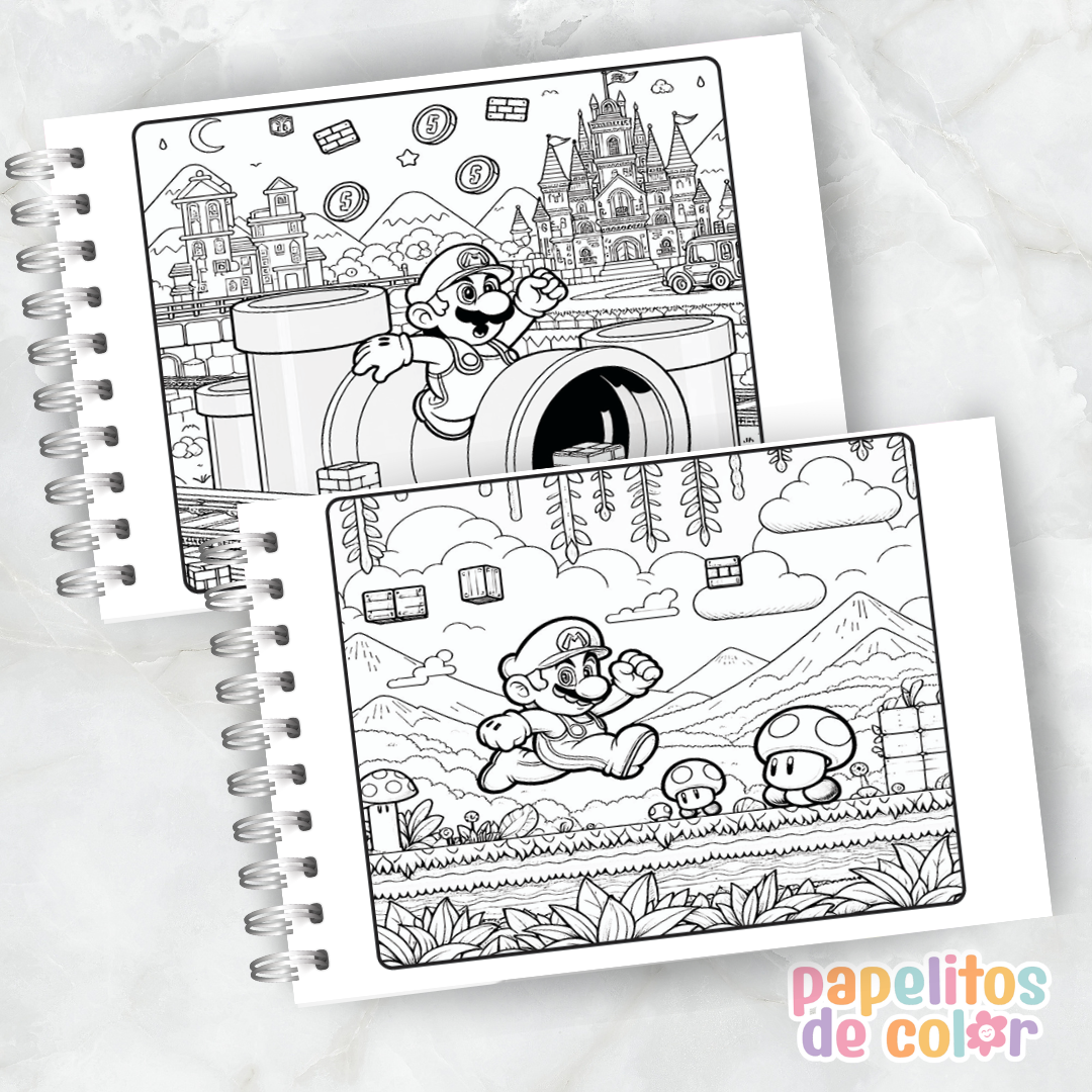 🍄 Libro para Pintar Mario Bros  🎮✨