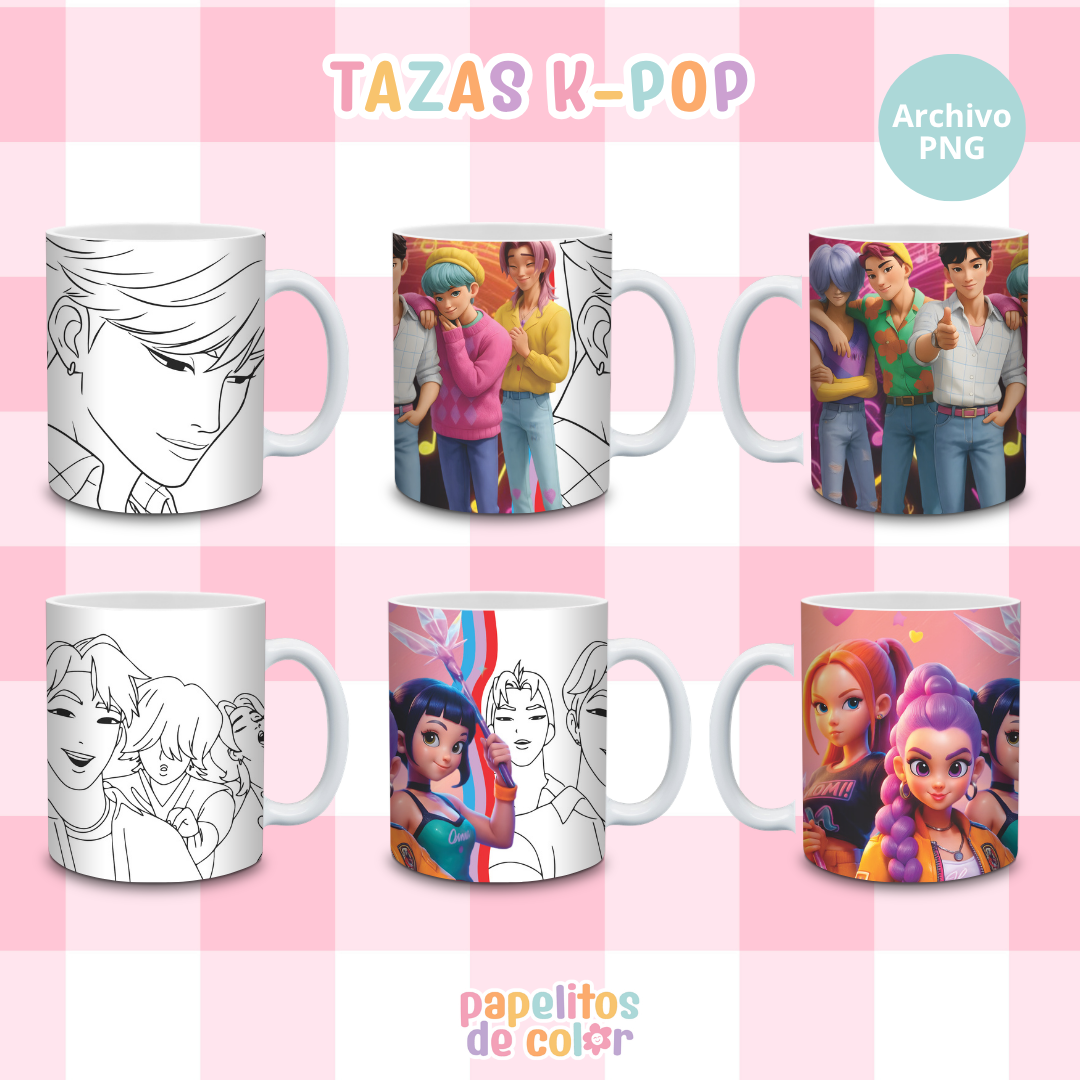 ☕✨ Diseños para Tazas – Guerreras K-Pop Vol. 2 🎀💖