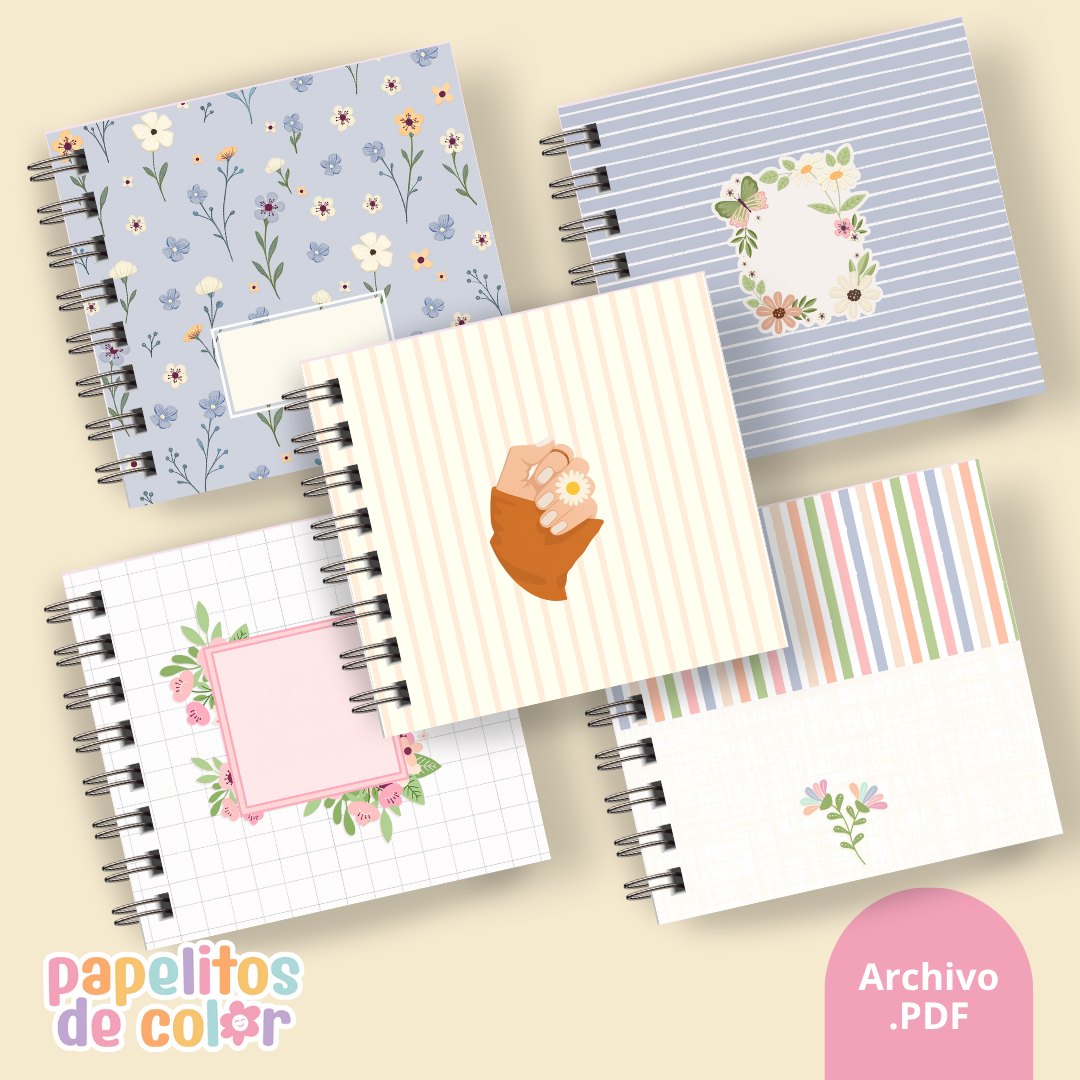 🌸 Pack de Portadas Floreadas 15 x 15 cm 🌸