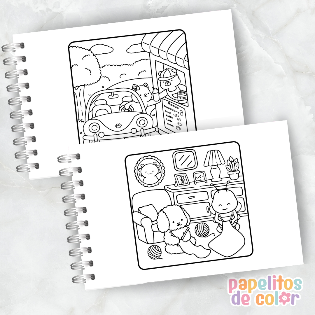 🏡 Cuaderno para Pintar Cozy Village✨