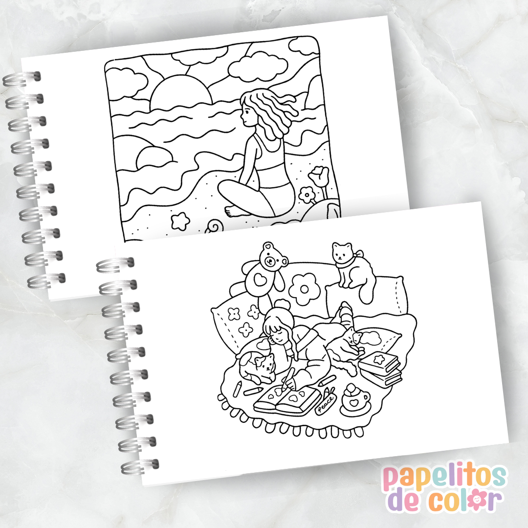 🌸☁️ Libro para Pintar Moments of Calm ✨🎨