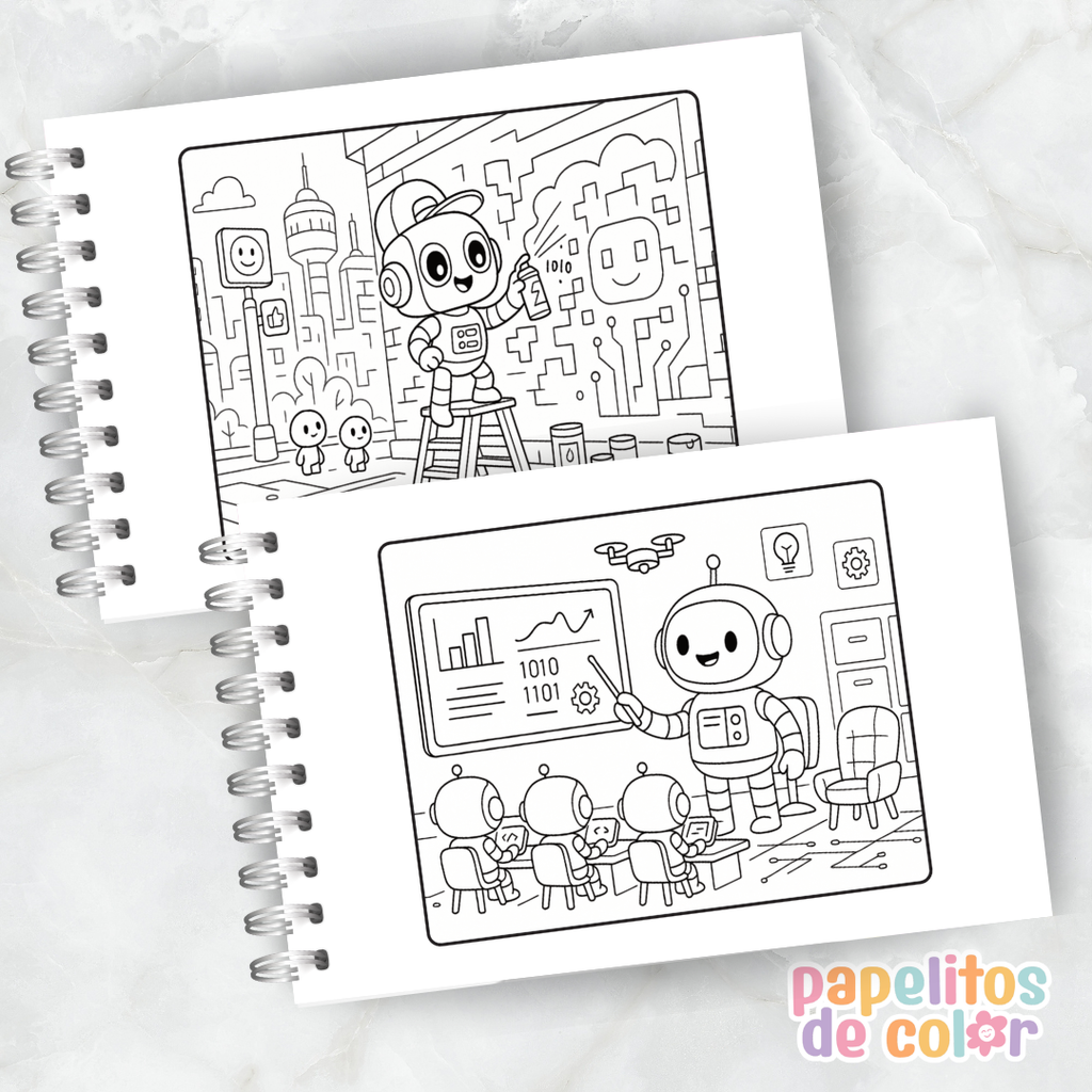 🤖🎶 Libro para pintar Robots ⚙️🎨