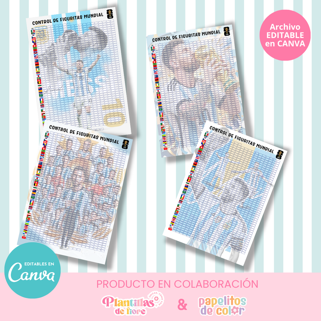 ⚽📋 Control de Figuritas Álbum Panini – Editables en Canva ✨🎨