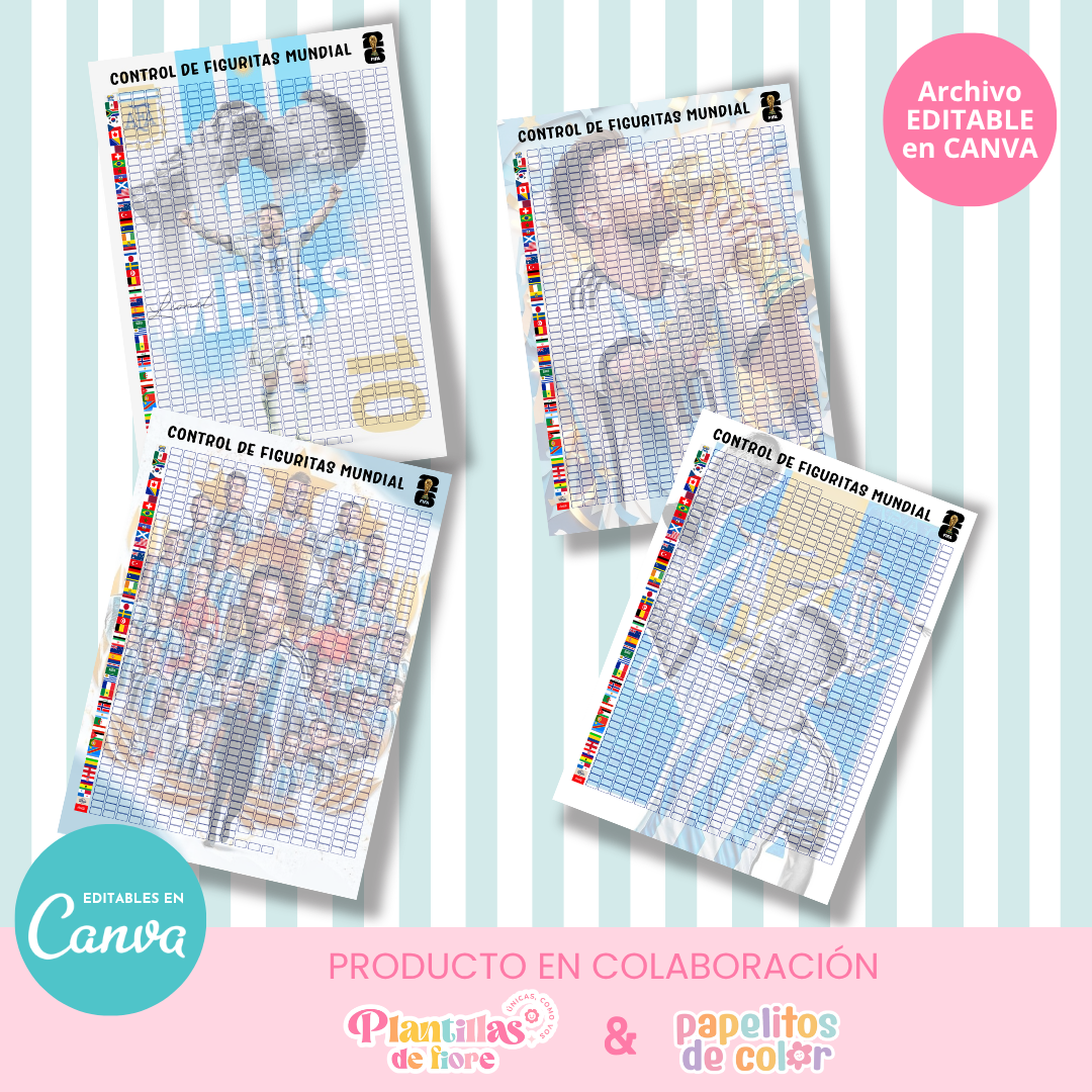 ⚽📋 Control de Figuritas Álbum Panini – Editables en Canva ✨🎨