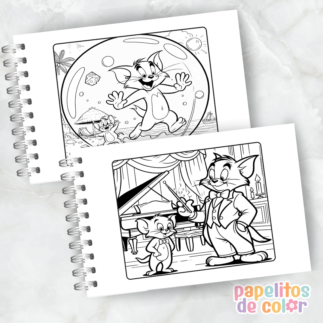 🎨 Libro para Pintar de Tom y Jerry 🐱🐭✨