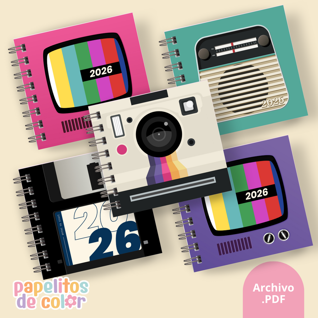 Pack 25 Portadas Agendas – Estilo Retro