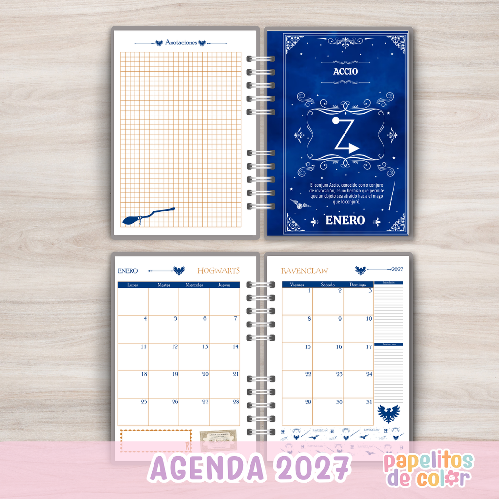 🦅✨ Agenda Ravenclaw 2027 – 2 días por hoja 📘🎨