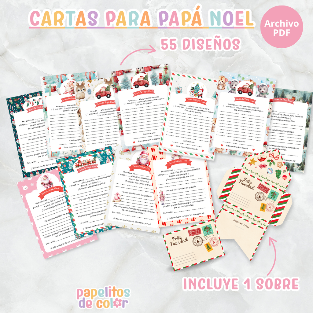🎅 55 Cartas de Navidad + Sobre🎁✨