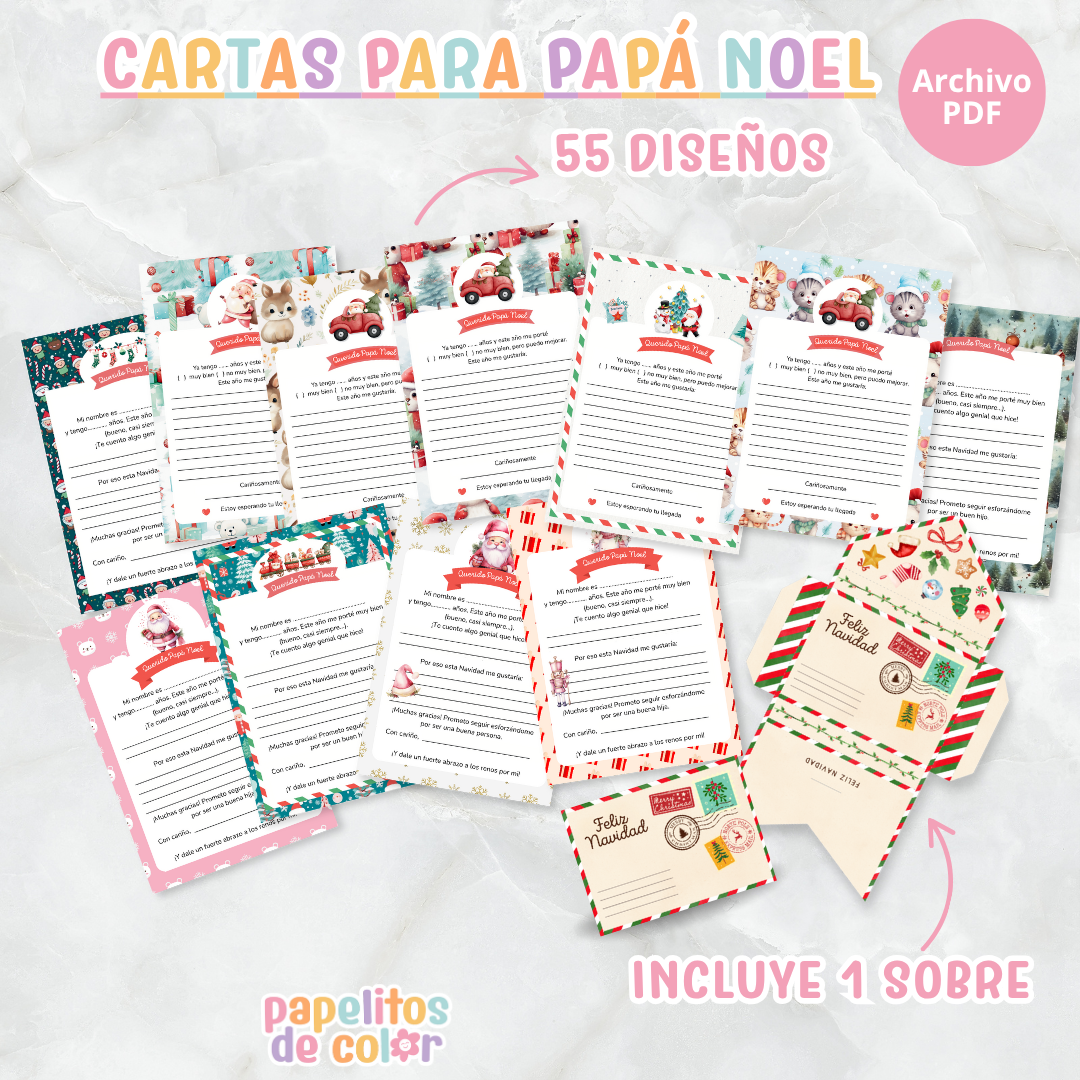 🎅 55 Cartas de Navidad + Sobre🎁✨