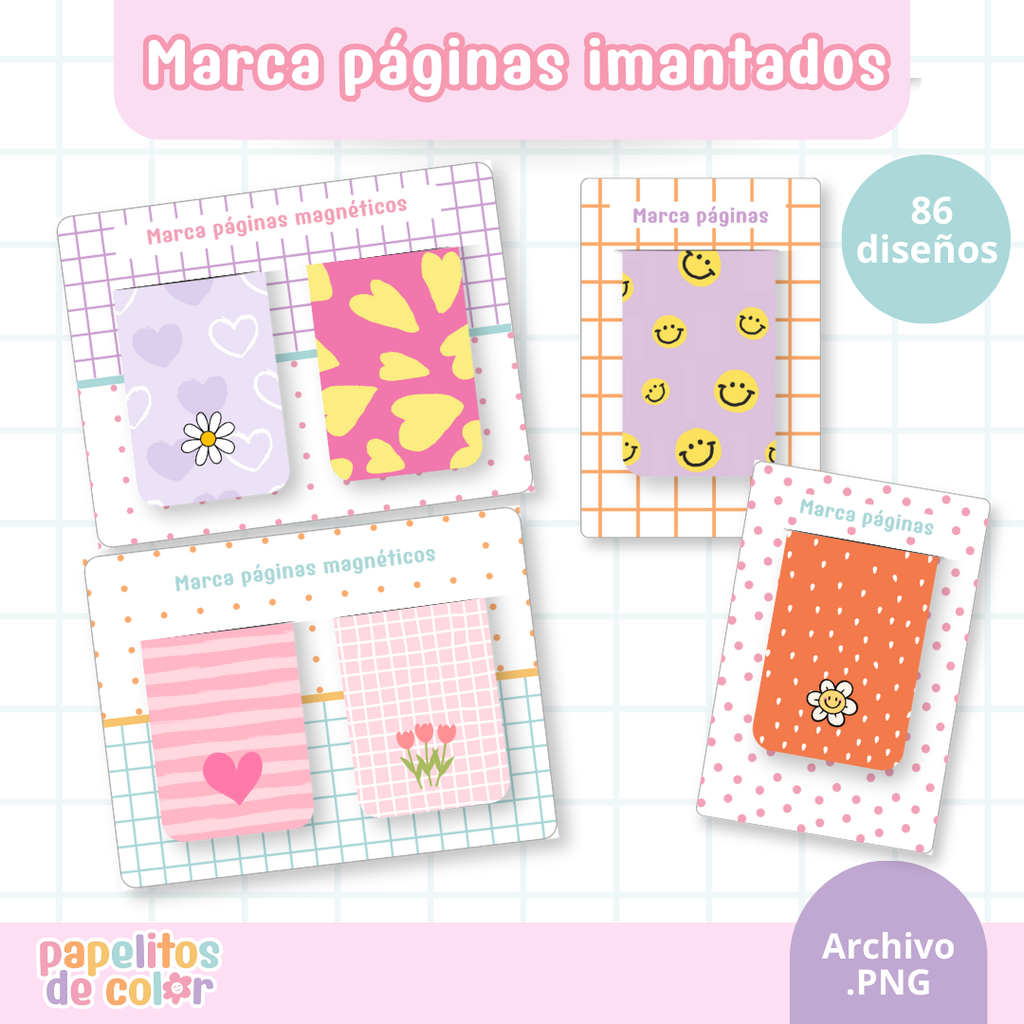 Pack 86 Marcapáginas (sin base) – Kit 2 📖✨🌈