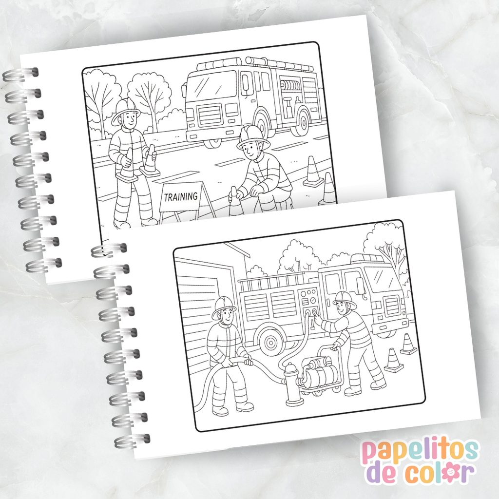 🚒🎶 Libro para pintar Bomberos 🔥🎨