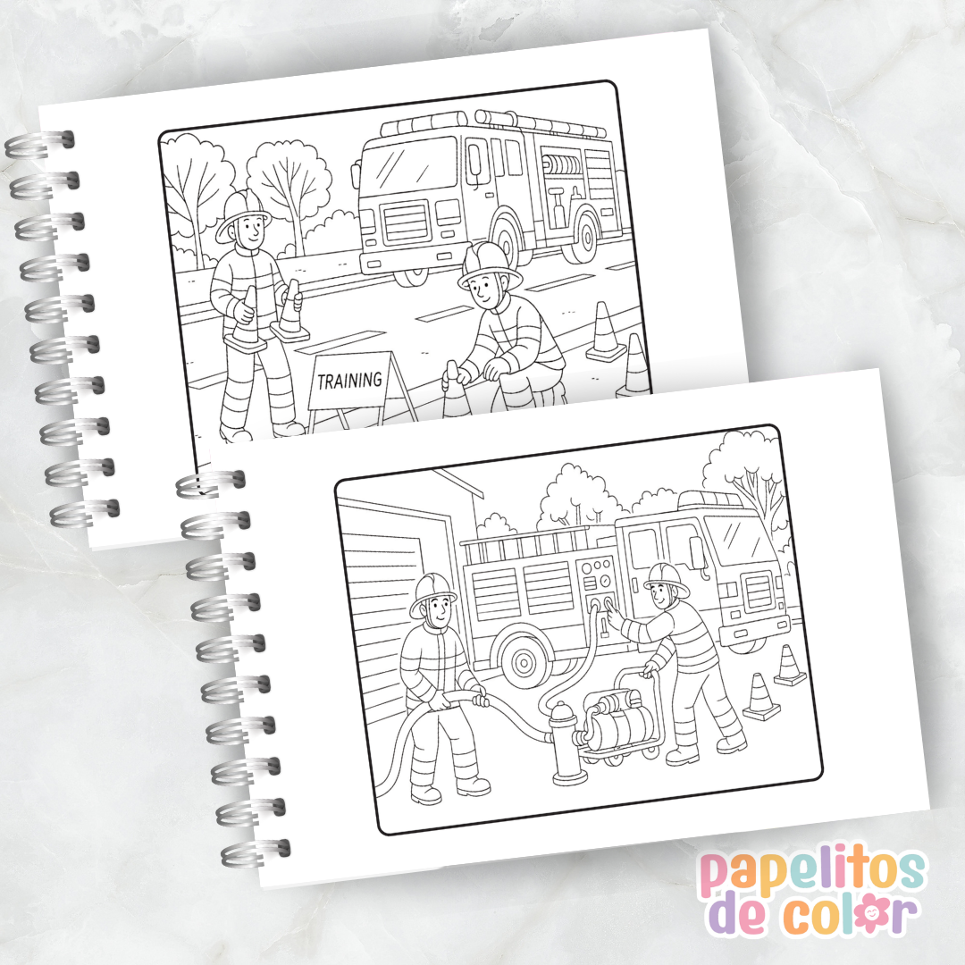 🚒🎶 Libro para pintar Bomberos 🔥🎨