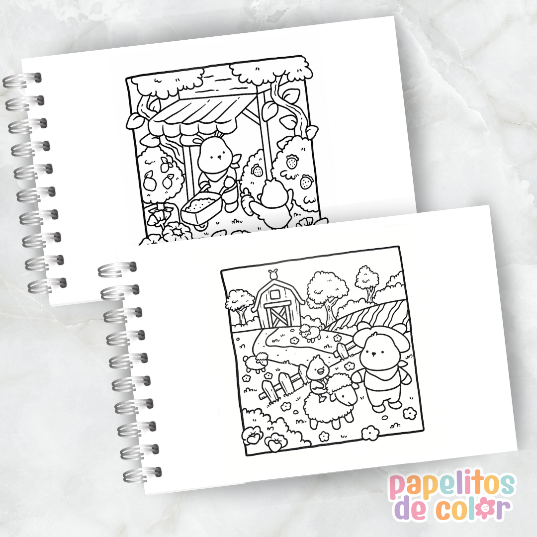 🐮🌸 Libro para Pintar Séjour Tout Doux à la Ferme  ✨🎨
