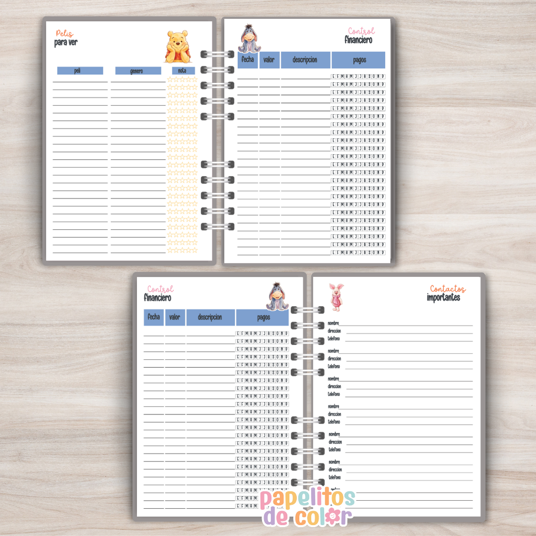 🧸✨ Agenda Pooh - 2 Días por Hoja📖💛