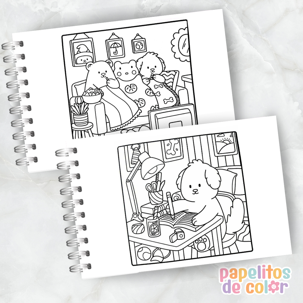 🎨💖Libro para pintar Cute & Cozy 🧸🕯️✨