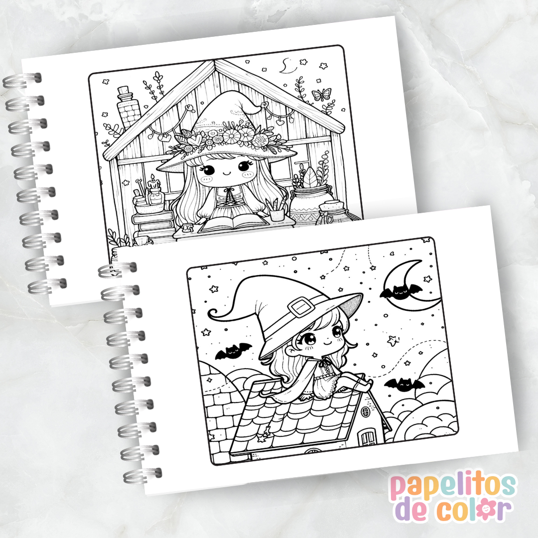 🎨 Libro para Pintar de Brujitas 🧙‍♀️✨